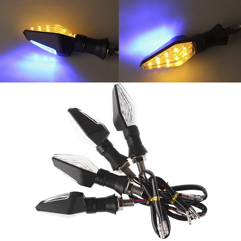 1 Pc Universal 12LED Amber+Blue Double Color Motorcycle Turn Signal Indicator Light Blinker for Motorbike Off Road thumbnail 3