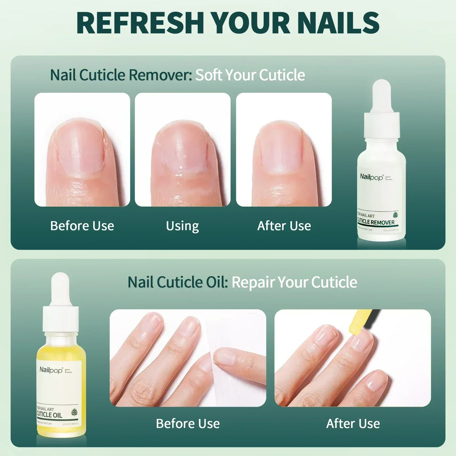 Nailpop Cuticle Remover and Cuticle Oil Repair Nail Care Kit Nail Treatment for Damaged Nails Dead Skin Remover Manicure thumbnail 5