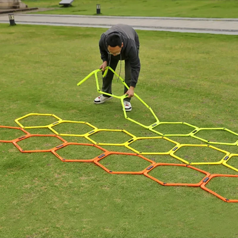 6Pcs Agility Hurdles Set Football Training Rings Soccer Footwork Ring Folded Hexagon Ladder Multi Supplies Hex Hurdle Equipment thumbnail 3
