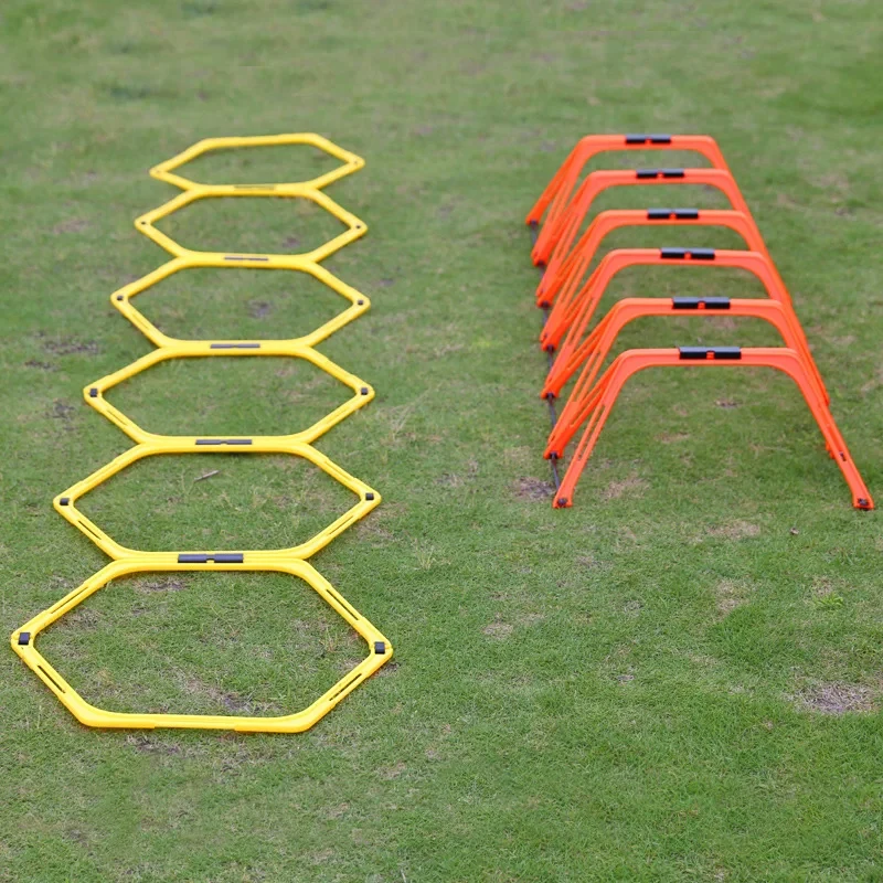 6Pcs Agility Hurdles Set Football Training Rings Soccer Footwork Ring Folded Hexagon Ladder Multi Supplies Hex Hurdle Equipment