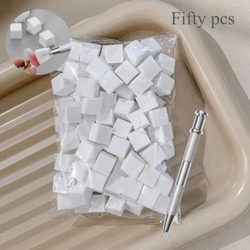 25/50/100/200Pcs Square Nail Art Sponge Set Gradient Nail Brushes Gel Polish Design Nail Sponge Grab Pen Manicure Supplies 229w