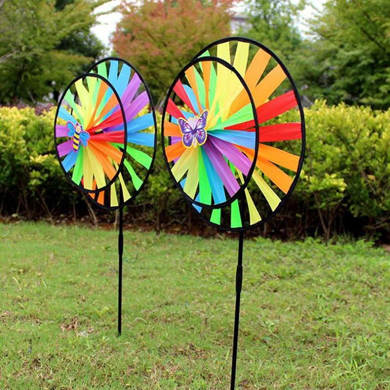 Double Layer Colorful Wheel Windmill Wind Spinner Kids Toys Garden Yard Decor thumbnail 6