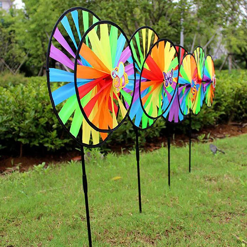 Double Layer Colorful Wheel Windmill Wind Spinner Kids Toys Garden Yard Decor thumbnail 5