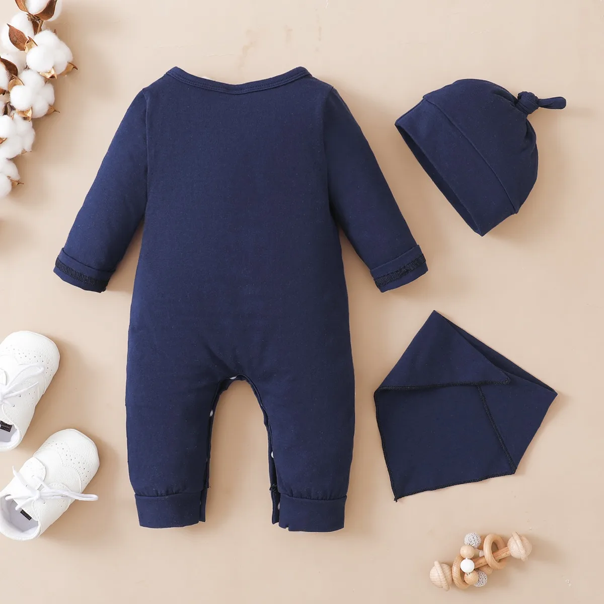 0-12 Months Newborn Baby Boy Bodysuit Toddler Baby Romper Long Sleeves Letter Print Jumpsuit+Hat Fashion Cute Style Daily Wear thumbnail 6