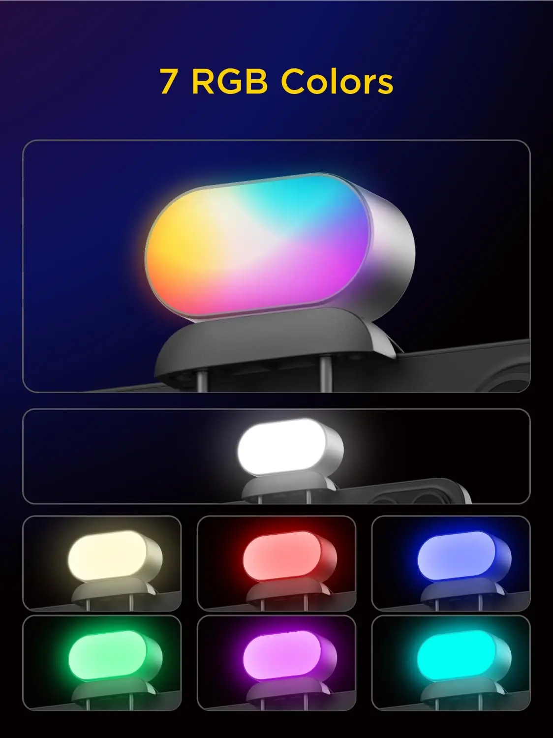 AOCHUAN RGB Magnetic Fill Light for Gimbal LED Video Photography Light 3 Brightness and 7 Color Adjustment for Phone Selfie Live thumbnail 3