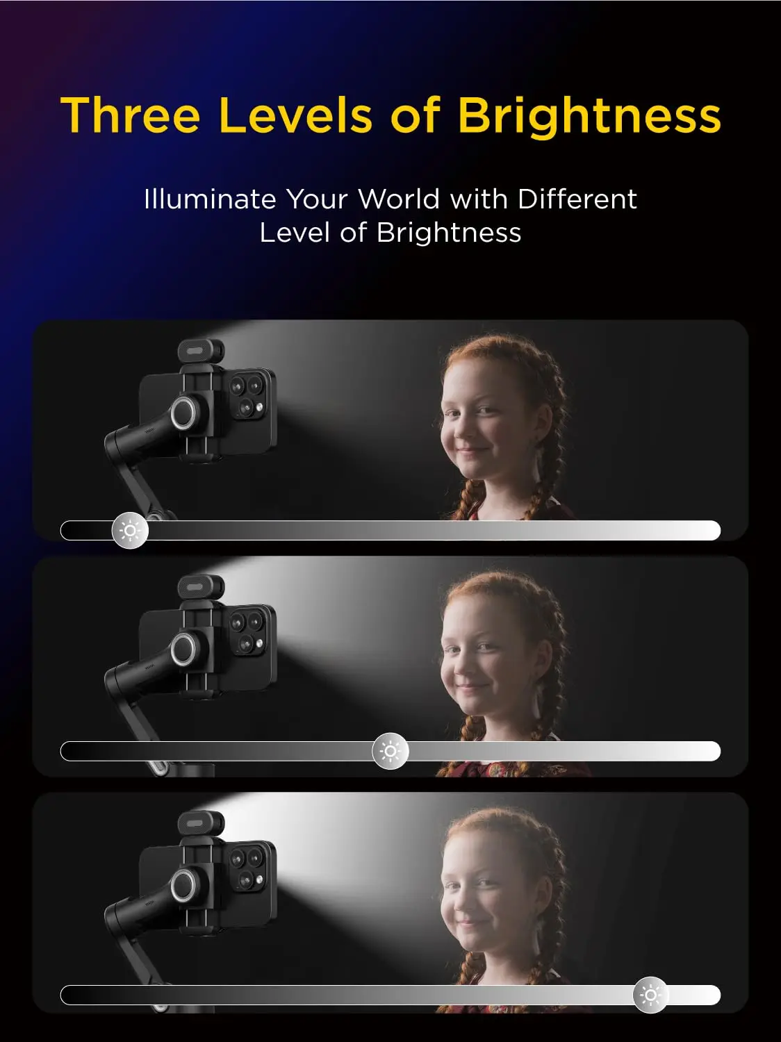 AOCHUAN RGB Magnetic Fill Light for Gimbal LED Video Photography Light 3 Brightness and 7 Color Adjustment for Phone Selfie Live thumbnail 5