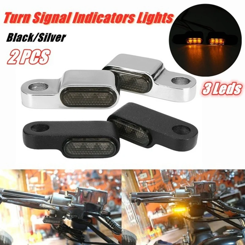 2PCS 12V Motorcycle Indicators LED Turn Signal Light Handlebar Amber Signal Lamp Blinker,Brake Clutch Lever Mount,Black thumbnail 5