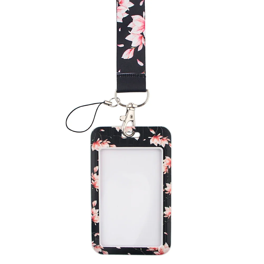 New Sakura Cherry Blossoms Flower lanyard card ID Badge Holder Keychain Pass Gym Mobile Kids Key Holder Key Rings Gift thumbnail 3