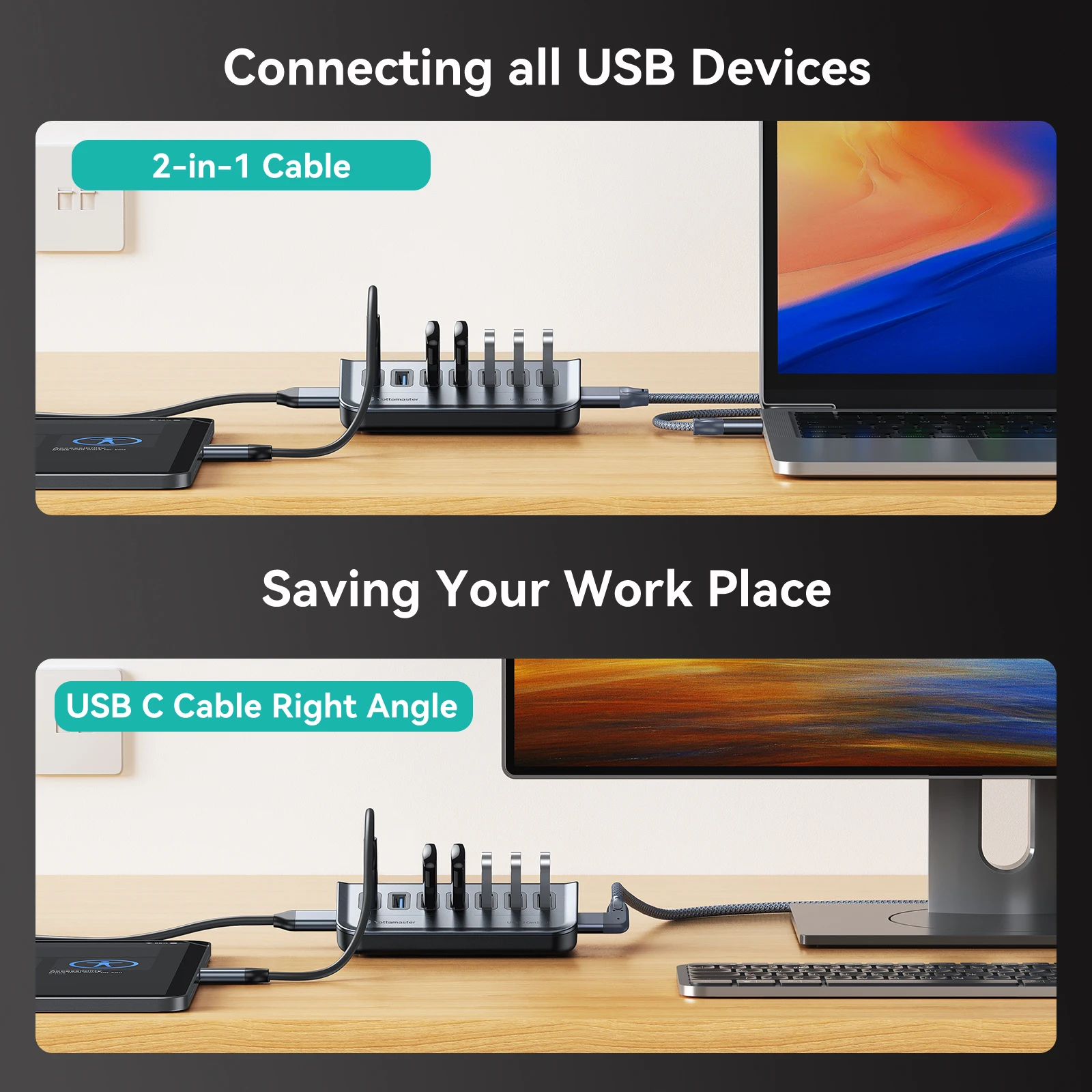 Yottamaster USB-C 3.2 Hub 7 Port USB Hub Powered 5V/3A USB 3.2 Gen2 10Gbps Data Hub for Laptops Surface Pro Portable Hard Drives thumbnail 5