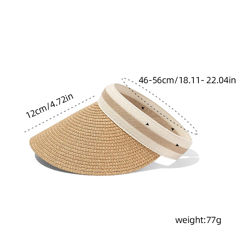 Summer Empty Top Straw Hat for Women Outdoor Beach Sunscreen Visor Cap Female Handmade UV Protection Big Brim Sun Hats thumbnail 6