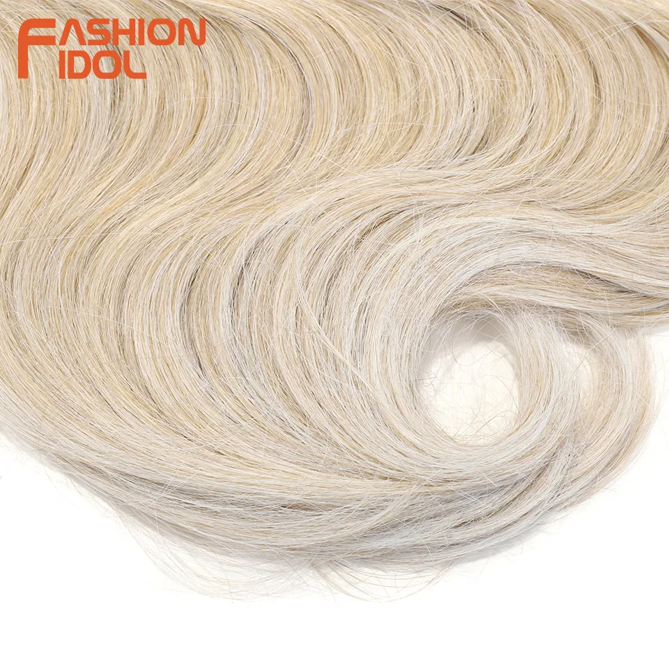 FASHION IDOL Soft Body Wave Crochet Hair 24Inch 3PCS Synthetic Hair Braids Ponytail Fake Hair Wavy Ombre Blonde Hair Extensions thumbnail 6