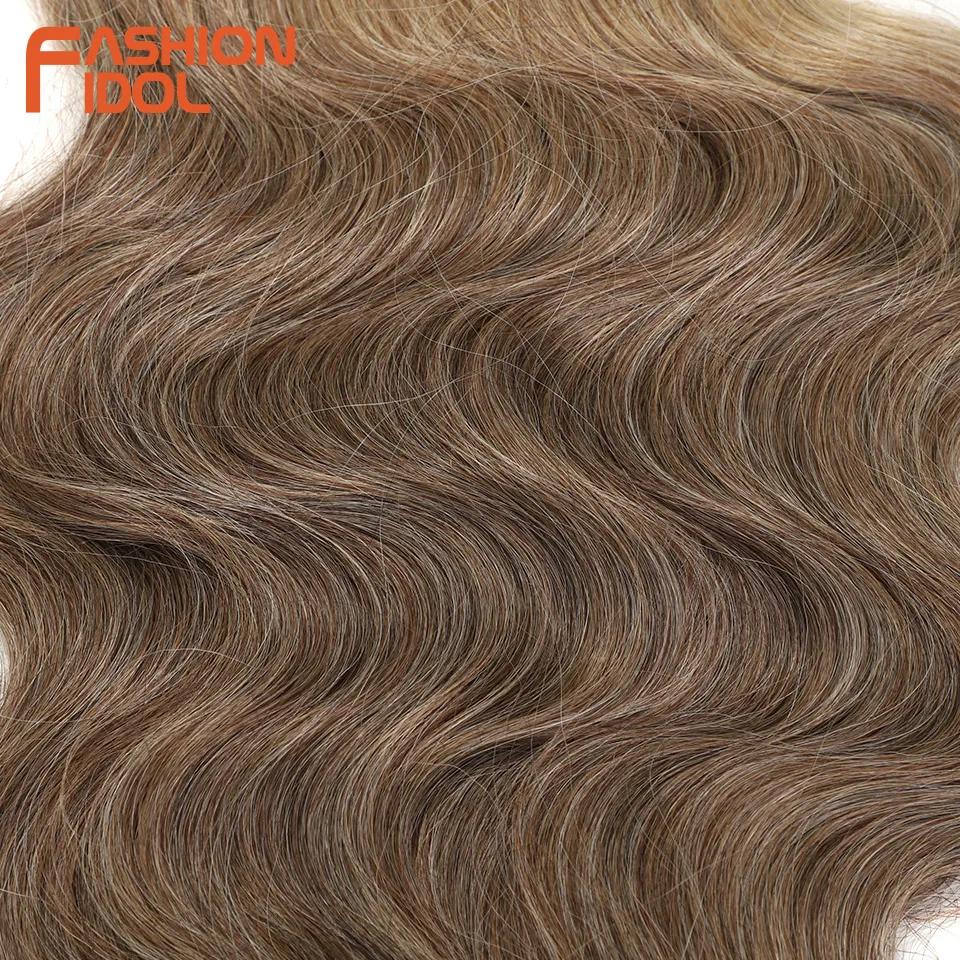 FASHION IDOL 24 inch Body Wave Crochet Hair 3PCS Synthetic Hair Braids Fake Hair Ombre Blonde Natural Braiding Hair Extensions thumbnail 5