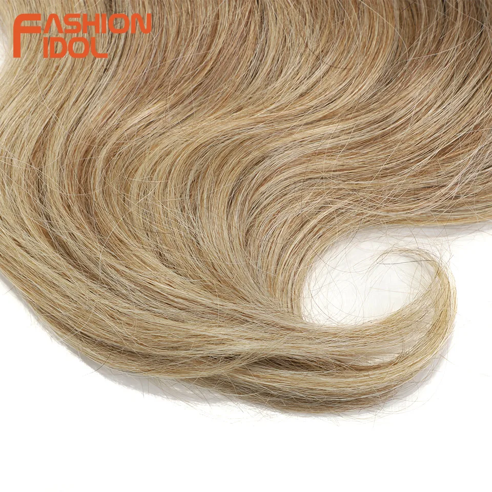 FASHION IDOL 24 inch Body Wave Crochet Hair 3PCS Synthetic Hair Braids Fake Hair Ombre Blonde Natural Braiding Hair Extensions thumbnail 6