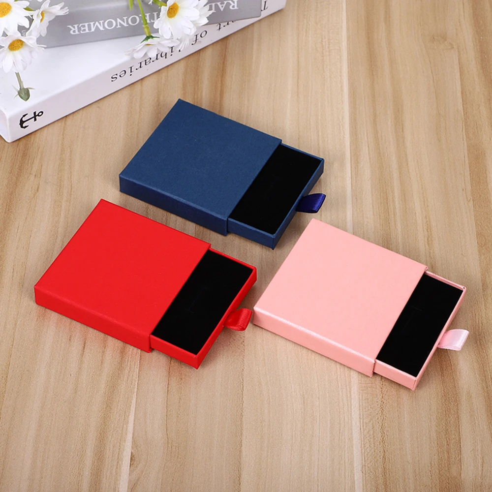 Thick Kraft Paper Drawer Jewelry Set Packaging Box Ring Necklace Bracelets Earring Gift Case Container With Sponge Inside thumbnail 3