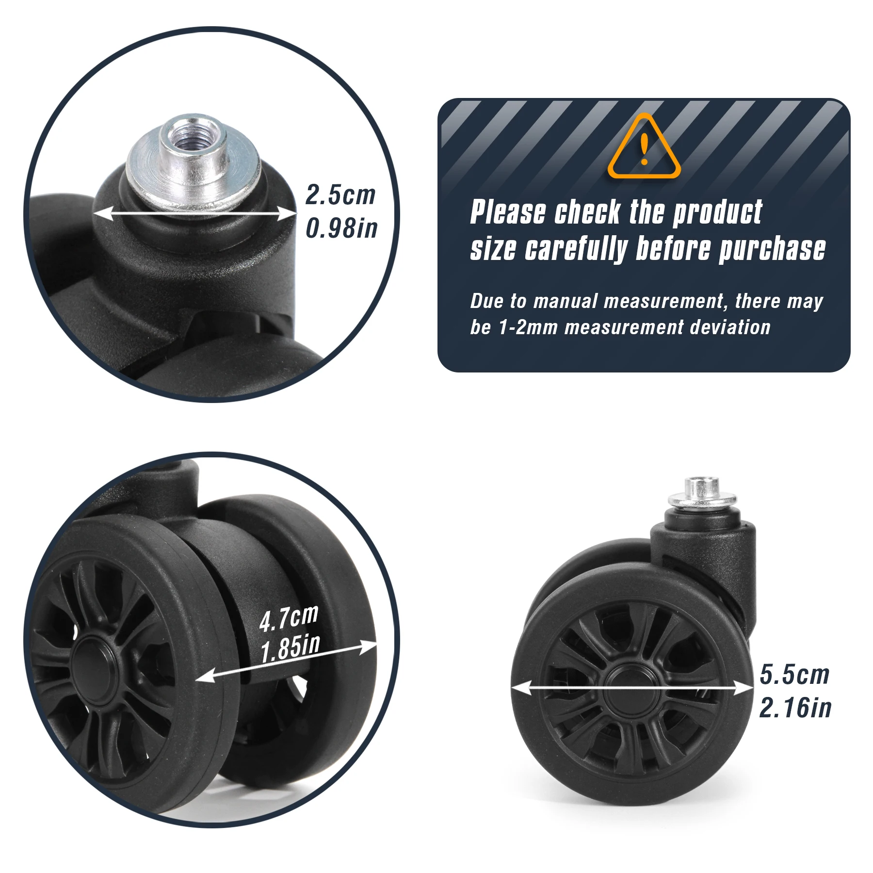1/2Pcs STLN-2 Trolley Caster Replacement Suitcase Luggage Box Wheels Double Row 360° Spinner Repairing Kit Heavy Duty Wheels thumbnail 2