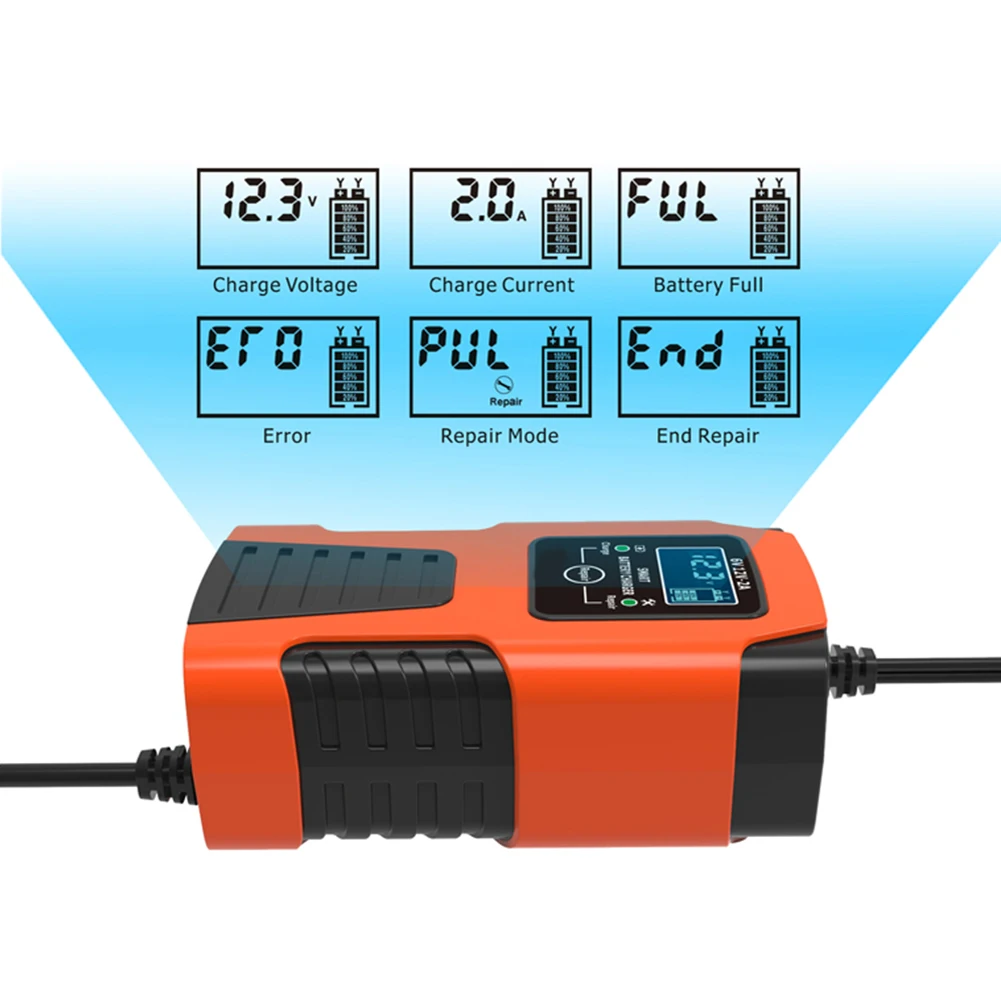 Smart Battery Charger 6V 12V 2A Digital Car Battery Charger Multiple Protection Digital Battery Maintainer for Lead-Acid GEL AGM thumbnail 2