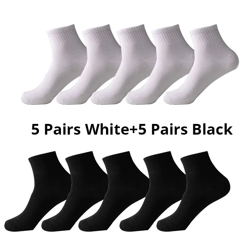 10 Pairs Men's Breathable Comfortable Socks Office Casual Business Sock for Sneakers Shoes Stocking Work Socks For All Seasons thumbnail 2