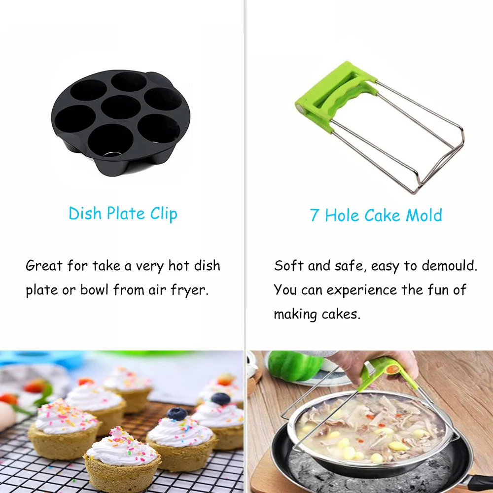 7 Inch / 8 Inch Air Fryer Accessories for Gowise Phillips Cozyna and Secura Fit all Airfryer 3.73.7 4.2 5.3 5.8QT baking pan thumbnail 4