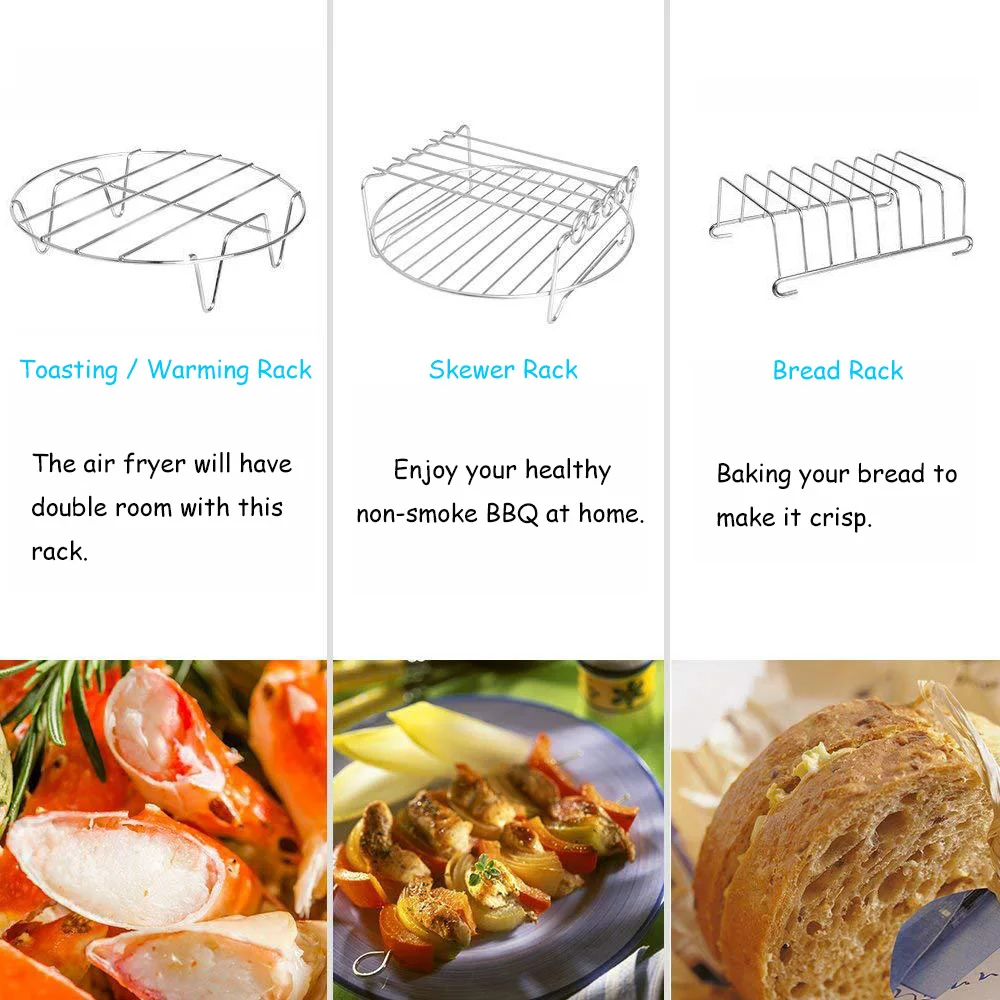 7 Inch / 8 Inch Air Fryer Accessories for Gowise Phillips Cozyna and Secura Fit all Airfryer 3.73.7 4.2 5.3 5.8QT baking pan thumbnail 3