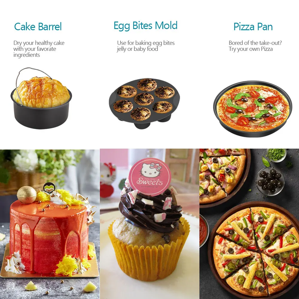 7 Inch / 8 Inch Air Fryer Accessories for Gowise Phillips Cozyna and Secura Fit all Airfryer 3.73.7 4.2 5.3 5.8QT baking pan thumbnail 6