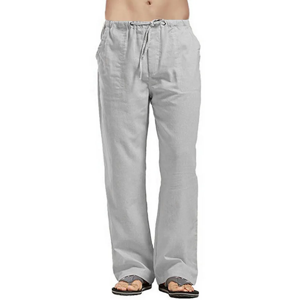 Fashion Mens Linen Wide Pants Korean Trousers Oversize Sports Streetwear Male Spring Yoga Pants Casual Men Clothing Sweatpants thumbnail 4