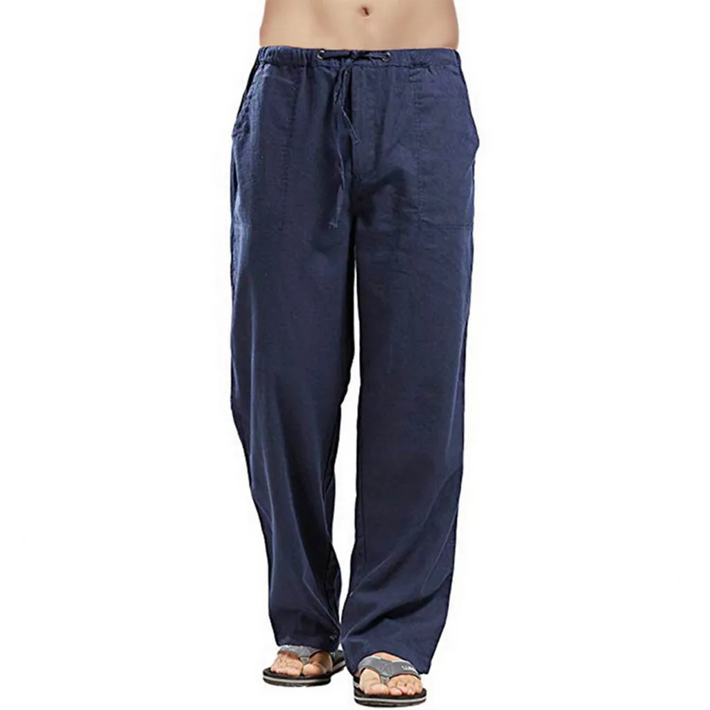 Fashion Mens Linen Wide Pants Korean Trousers Oversize Sports Streetwear Male Spring Yoga Pants Casual Men Clothing Sweatpants thumbnail 6