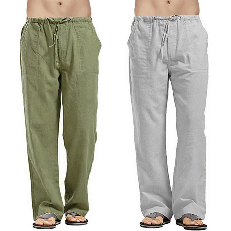 Fashion Mens Linen Wide Pants Korean Trousers Oversize Sports Streetwear Male Spring Yoga Pants Casual Men Clothing Sweatpants thumbnail 3