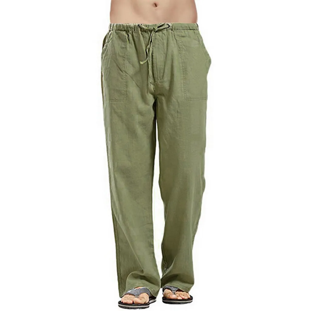 Fashion Mens Linen Wide Pants Korean Trousers Oversize Sports Streetwear Male Spring Yoga Pants Casual Men Clothing Sweatpants thumbnail 5
