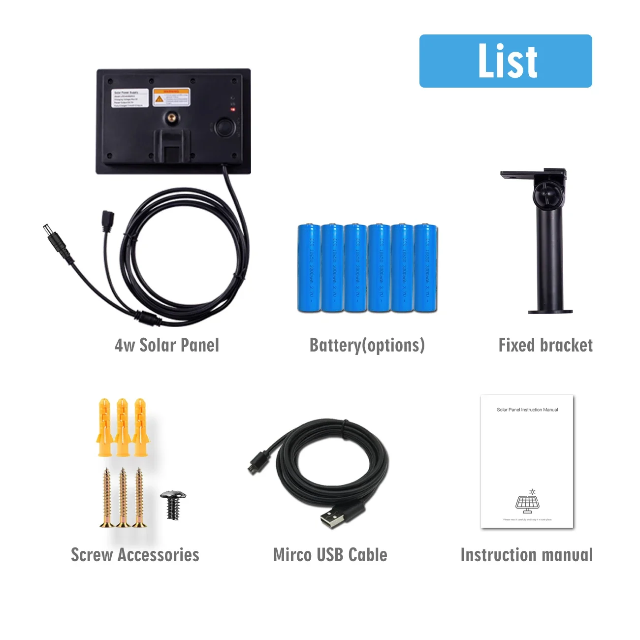 4W  Solar Panel Waterproof Install 18650 Rechargeable Battery Micro USB TypeC 5V 12V Solar Cells Charge For IP Camera 4G Router thumbnail 6