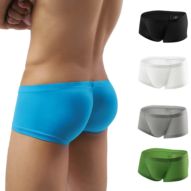 1pc/2pcs Men's Panties Ice Silk Male Underwear Boxer Breathable Solid Color Ultra Thin Quick Drying Boxers Man thumbnail 5