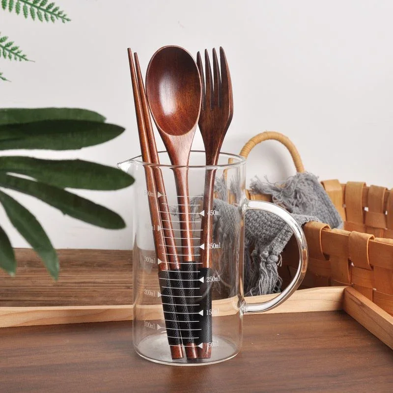 Spoon Fork Chopsticks Portable Cutlery Wooden Cutlery Set Travel Eco-friendly Cutlery Set Gifts Utensils for Kitchen Sets Dining thumbnail 4