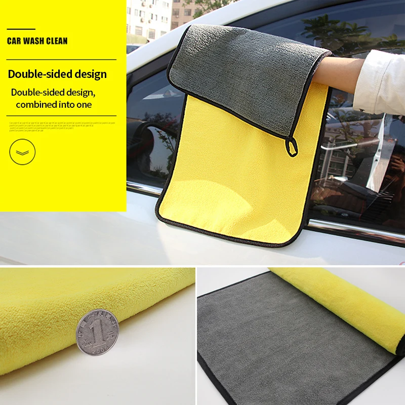 SEAMETAL Microfiber Car Washing Towel 400GSM Double-Sided Coral Velvet Clean Towels High Water Absorption Car Wash Drying Cloth thumbnail 4