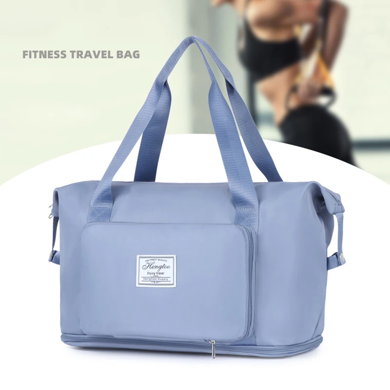 Foldable Travel Bag Stretchable Large Capacity Gym Bags Nylon Waterproof Double Layer Zipper Hangbag Luggage Organizer Tote New thumbnail 3