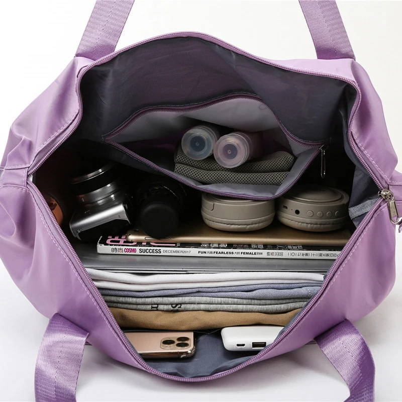 Foldable Travel Bag Stretchable Large Capacity Gym Bags Nylon Waterproof Double Layer Zipper Hangbag Luggage Organizer Tote New thumbnail 6