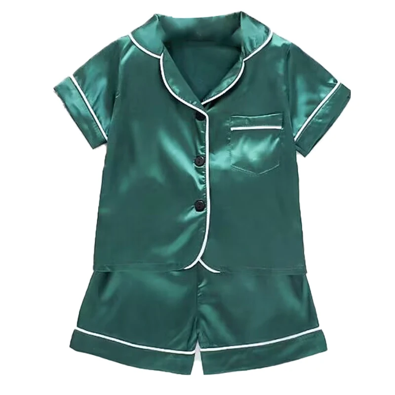 Boys Girls Ice silk satin Cartoon printing Tops Pants Set home Wear Children's pajamas set Baby suit Kids Clothes Toddler thumbnail 3