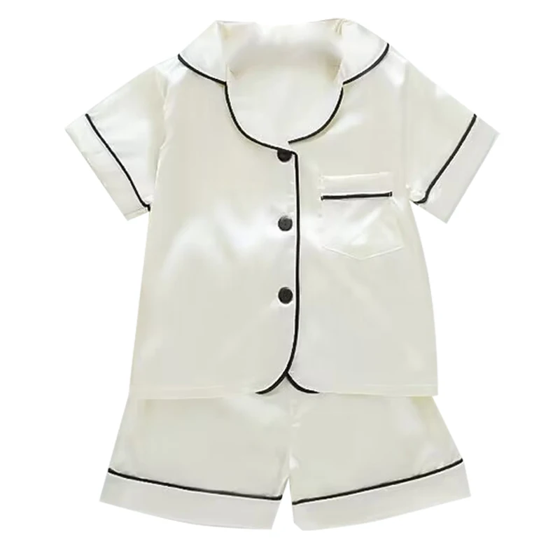 Boys Girls Ice silk satin Cartoon printing Tops Pants Set home Wear Children's pajamas set Baby suit Kids Clothes Toddler thumbnail 4