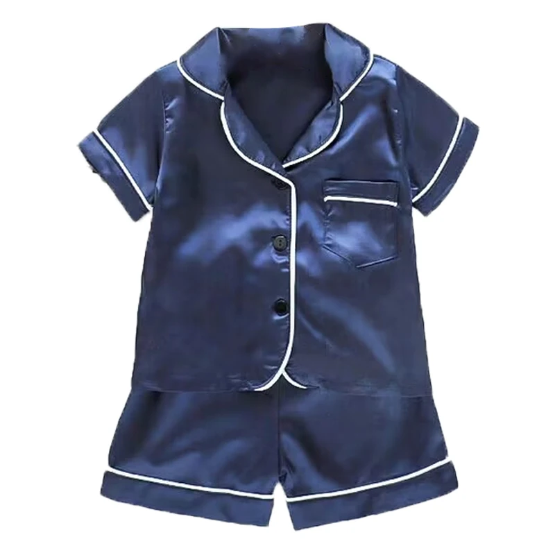Boys Girls Ice silk satin Cartoon printing Tops Pants Set home Wear Children's pajamas set Baby suit Kids Clothes Toddler thumbnail 2