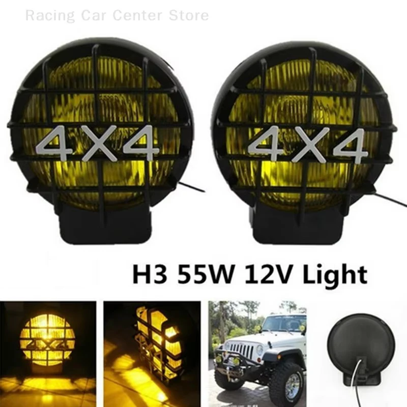 5.5 Inch 4X4 Round Driving Halogen Fog LED Light H3 12V 55W Off-Road Vehicle Work Lamp Auto Car Yellow Spotlight