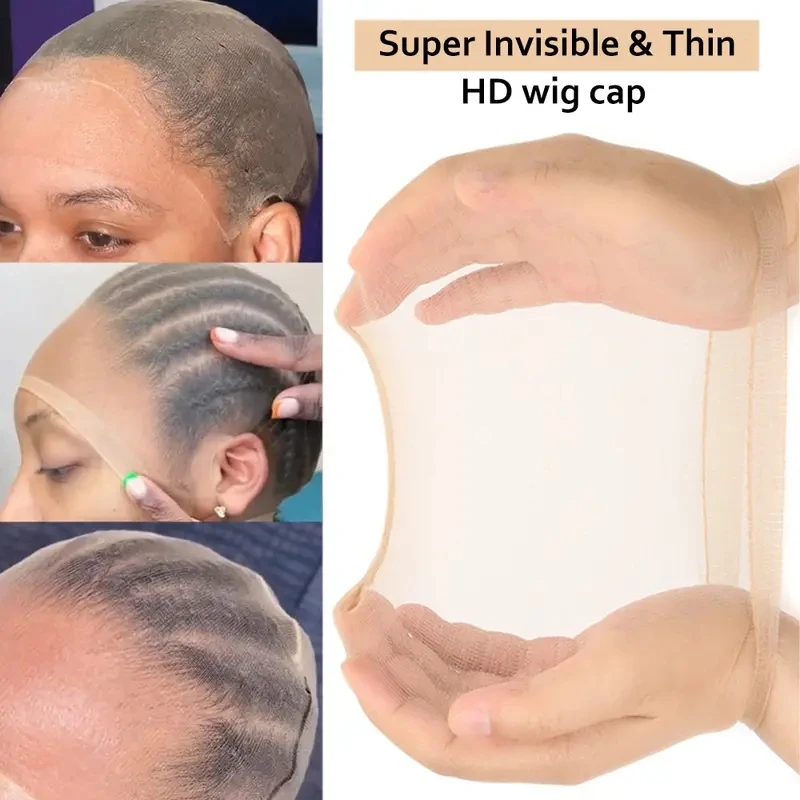 4 pcs HD Wig Cap Elastic Breathable Invisible Wig CapsStretchy Nylon Wig Caps Perfect For Professional Use thumbnail 3