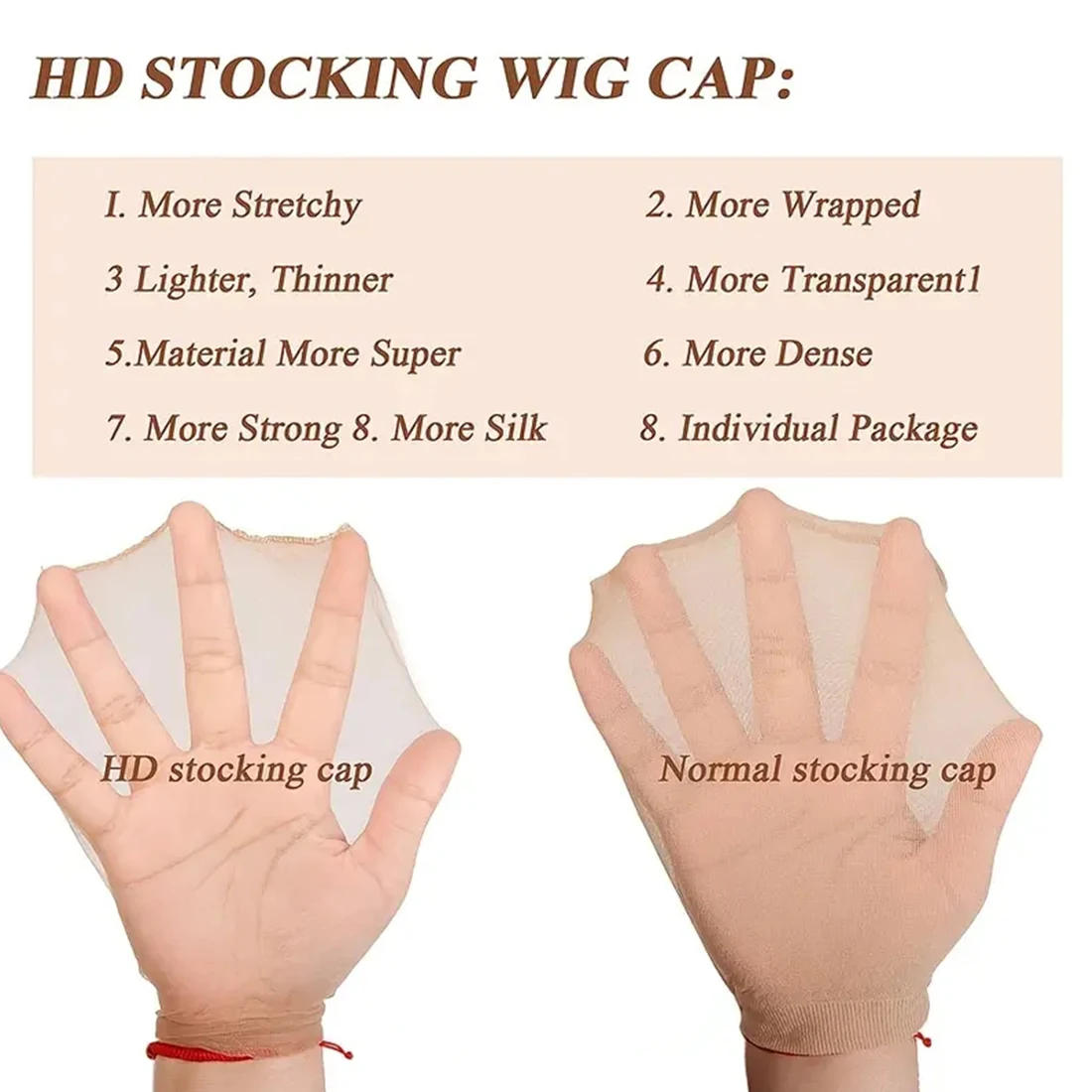 4 pcs HD Wig Cap Elastic Breathable Invisible Wig CapsStretchy Nylon Wig Caps Perfect For Professional Use thumbnail 6