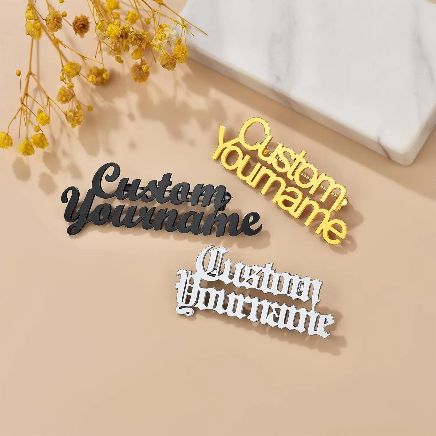 Personalized name pins, handmade custom text flip collar pins, collar pins, suit pins. A perfect personalized gift that can expr thumbnail 2