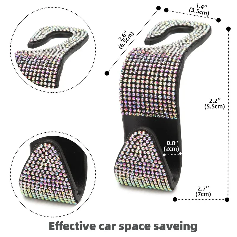 Bling Vehicle Seat Headrest Hook Front Seat, Car Hook Bling Automotive Hangers for Purse, Bag, Handbag, Grocery, Car Accessories thumbnail 6