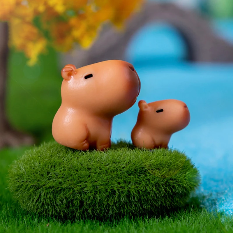 Miniature Cartoon Capybara Model Figurine Desk Garden Landscape Ornament Resin Craft Home Office Decor Car Desktop Knickknacks thumbnail 6