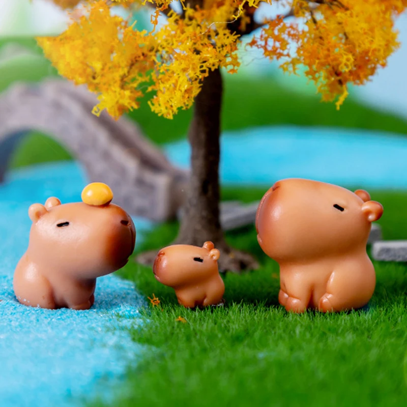 Miniature Cartoon Capybara Model Figurine Desk Garden Landscape Ornament Resin Craft Home Office Decor Car Desktop Knickknacks thumbnail 5