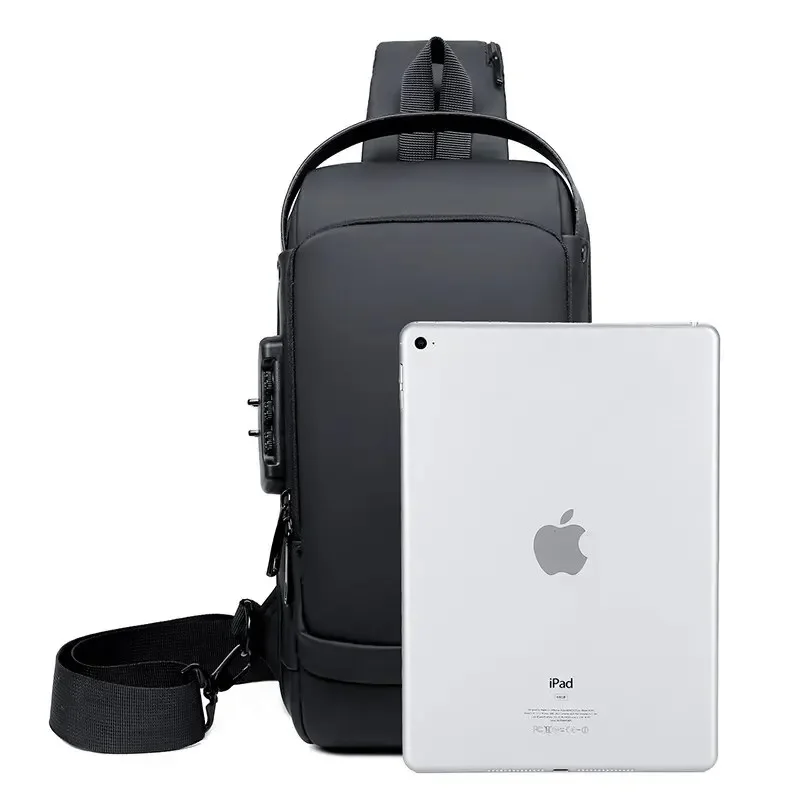 Men Multifunction Anti Theft USB Shoulder Bag Man Crossbody Cross Body Travel Sling Chest Bags Pack Messenger Pack thumbnail 4