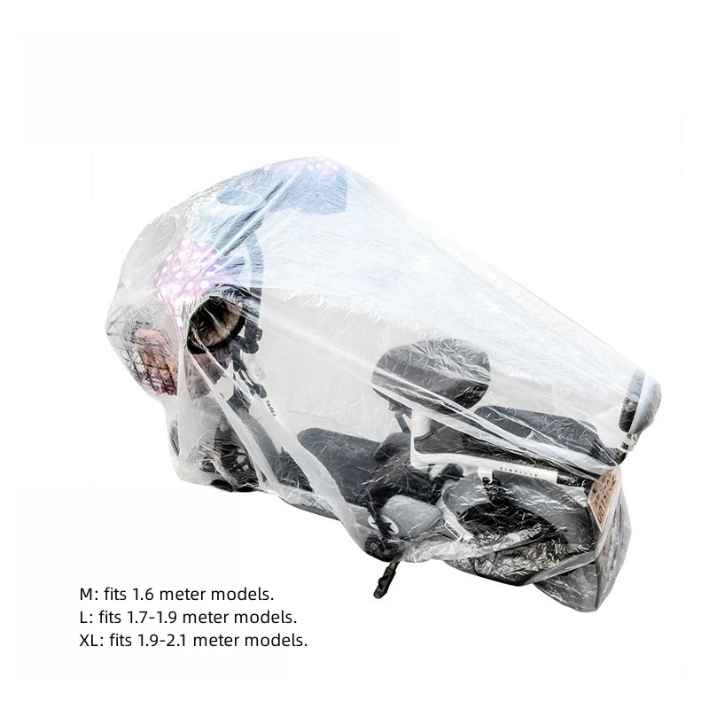 Disposable transparent motorcycle jersey PE film bicycle cover rainproof dustproof battery car cover thumbnail 5