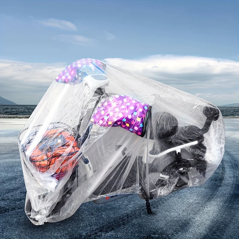 Disposable transparent motorcycle jersey PE film bicycle cover rainproof dustproof battery car cover thumbnail 4