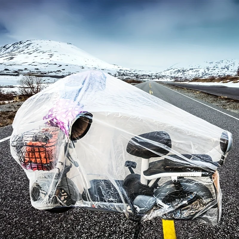 Disposable transparent motorcycle jersey PE film bicycle cover rainproof dustproof battery car cover thumbnail 3