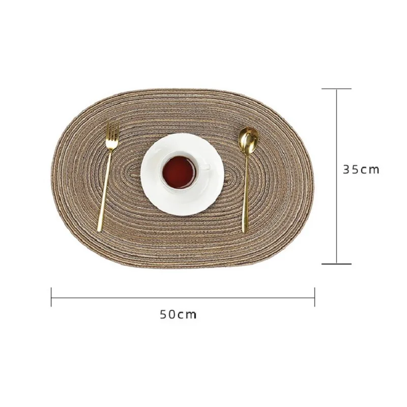 1/4/6/10PCS Oval Table Mats Braided Placemats for Dining Tables Natural Woven Oversized Place mats Set 테이블매트 салфетки на стол thumbnail 2