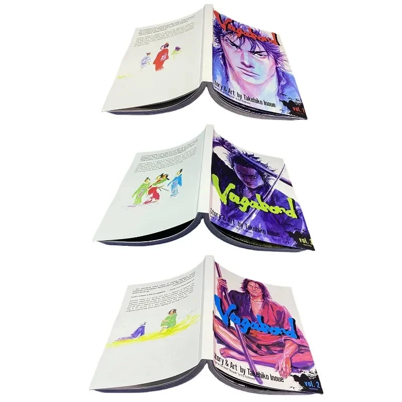 Anime Vagabond Volume 1-3 Miyamoto Musashi Japanese Teen Mystery Romance English Comic Book Manga Book English Version thumbnail 2